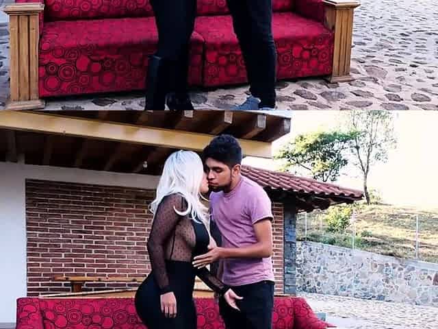 Slutty Latina milf seduces son to cum on her pussy
