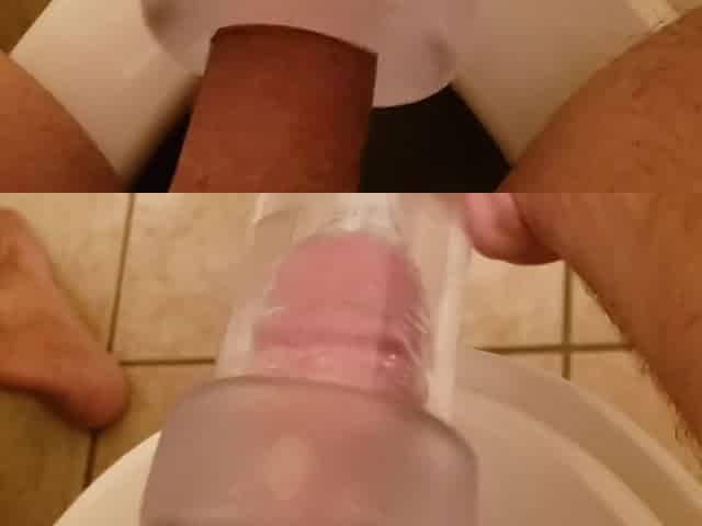 Edging with Fresh Weenie Pump with Masturbation Sleeve Toy, Fantastic Sucking!