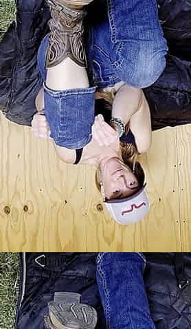 Redhead Shows off Feet and Naked Body Smelling Boots Socks and Feet