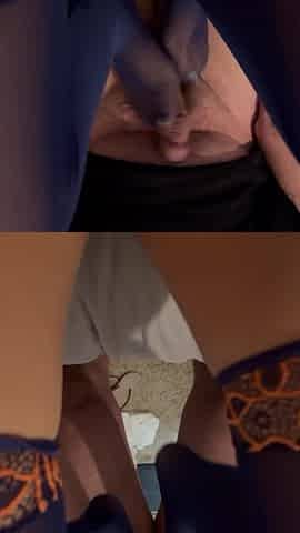 Silky blue stockings milking hard veiny dick pt.1