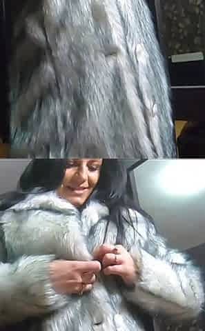 Face Fuck,cum Play While Wearing a Hot Grey Fur-coat and Long Boots 214