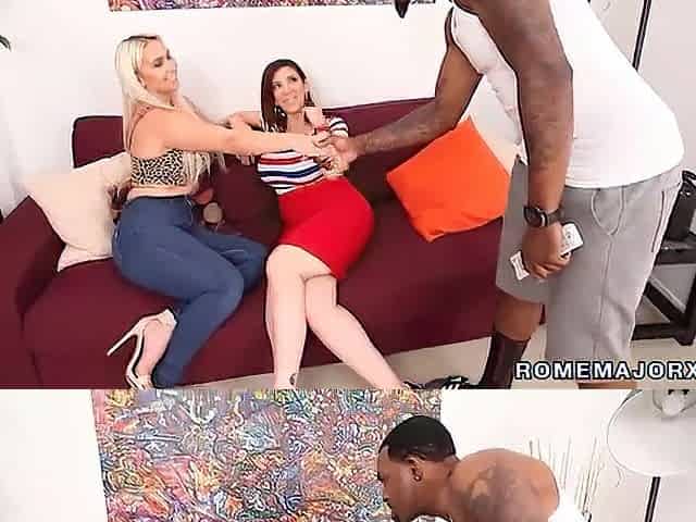 Kinky Sara Jay And Nina Kayy Share And Please Rome Major's Large Wang!