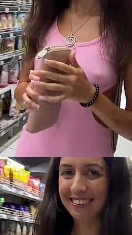 Cumwalk in Public Supermarket - Facial Fetish Outdoor Blowjob