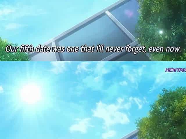 Innocent anime lady lets her lover in for the first time