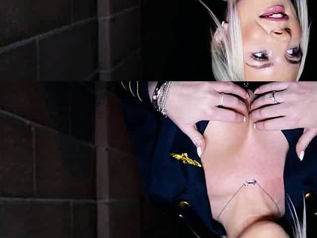 Blonde mature with big boobs masturbates in bed