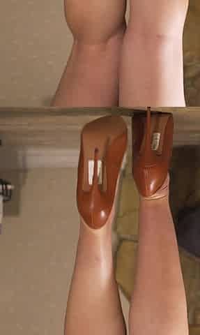 Amateur MILF Teasing Her Sexy Calves While Trying on New Heels