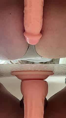SLOW MO, BUTT POV: Hawt golden-haired TGRIL gets turned on and begins squirting on her screw toy