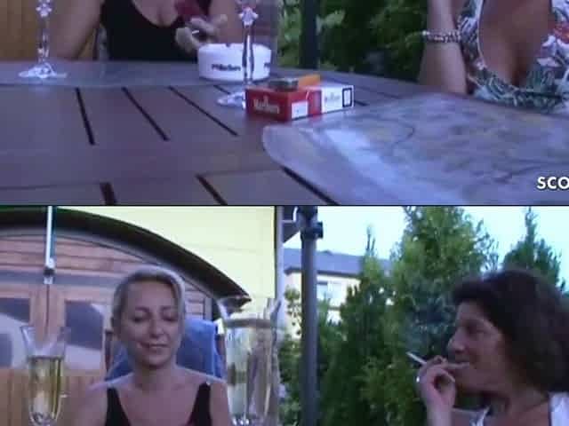 2 German MILFs Tempt Youthful Neigbour to Three-some Sex
