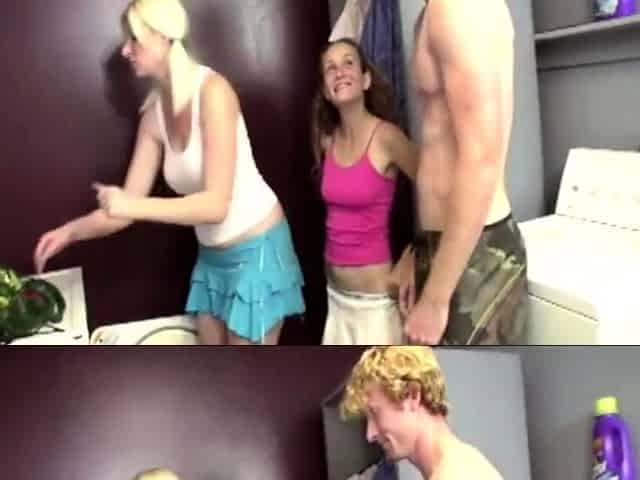 Poor Joey is caught with his pants down in the laundry room
