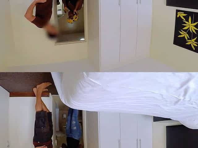 I caught this BUSTY EBONY maid cleaning