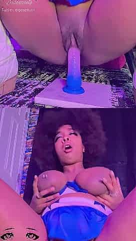 (Cheerleader Creamy Squirt Riding) Give me a C-YOU-M, Give Me Your D-I-C-K.