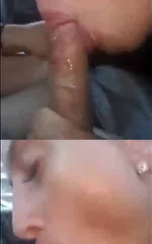Pierced Brunette Blows in the Car