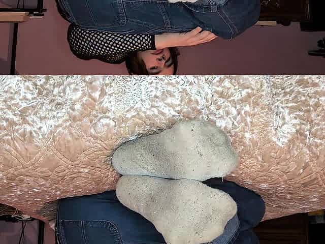 Chilling on my couch during the time that showing off my socks and feet