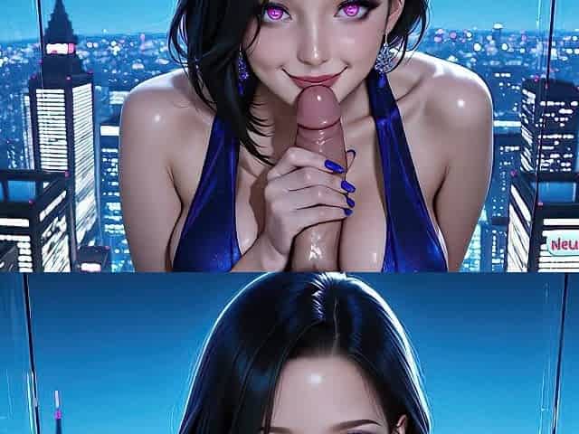 AI generated penthouse beauty with big ass rides passionately and gets creamy facial