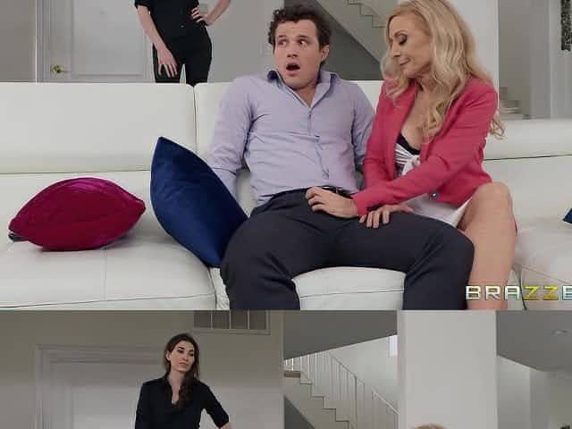 long legged mature MILF slut Nina Hartley pounded by a younger guy