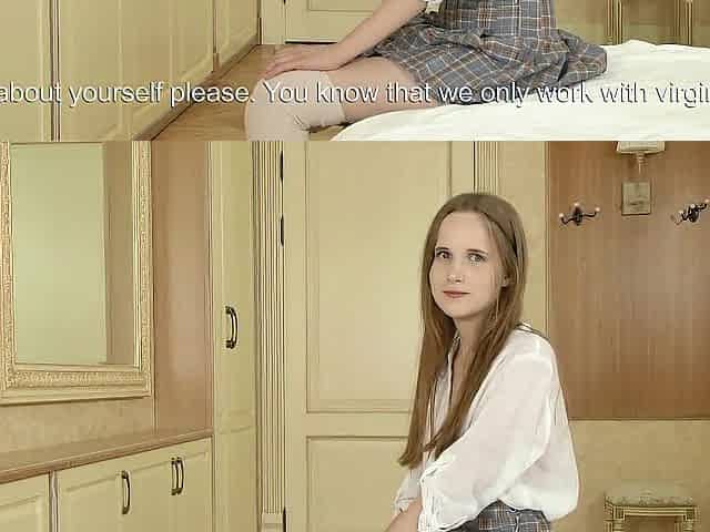 Little virgin shows her smallest gap with a virgin cherry