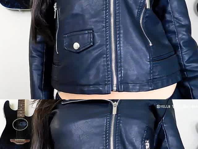 Leather Jacket JOI in Satin Bra