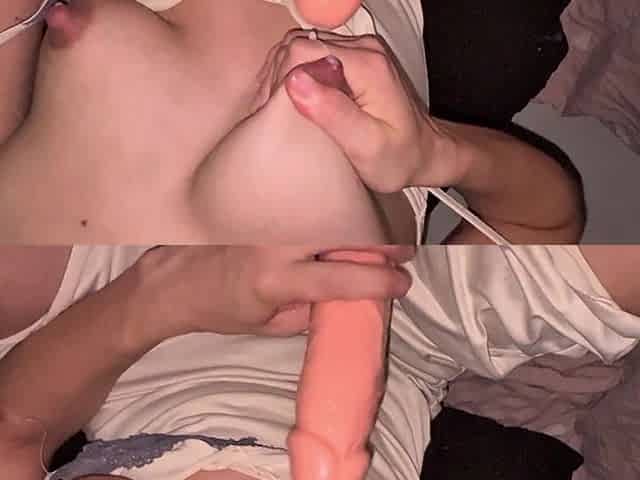 I Squirt Milk on the Dildo and Shove It in My Pussy
