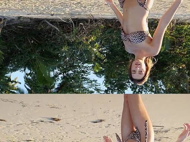 Small tits solo model Maria nude and oiled on the public beach