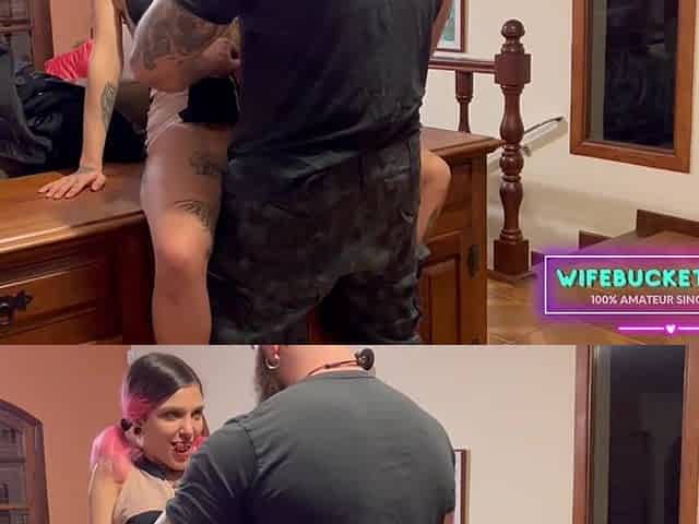 Amateur MILFs by Wifebucket - Bent over hard wood and banged with excitement