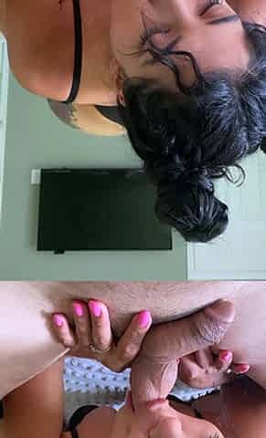 Slut gives wam deep throat pov blowjob and handjob