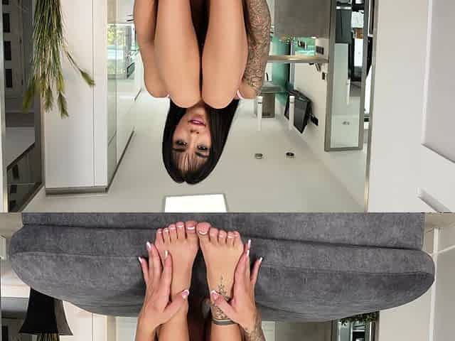 Inked Cutie Black Angel Teases Her Feet On Cam