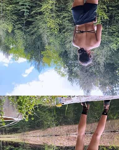 Sexy brunette teen outdoor masturbation