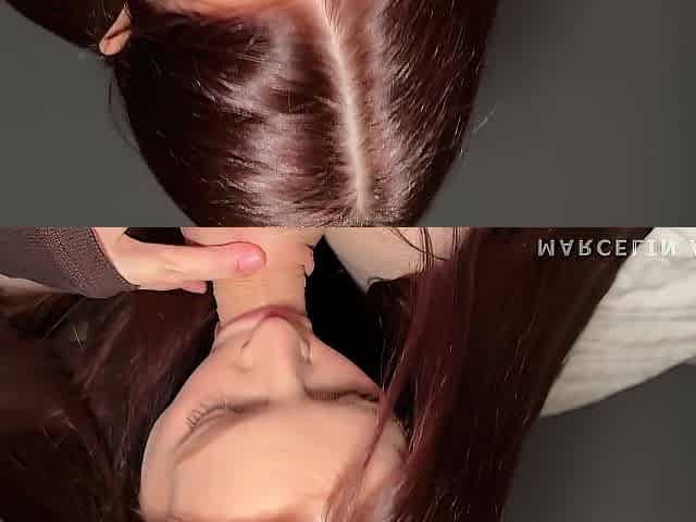 Sexy Gal in Nylon gives a Footjob and gets Cum on her Butt