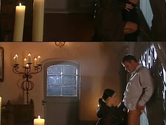 Whore in underware butt drilled and ejaculation on bazookas by candlelight