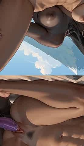 Ebony Queen's Mountain Beach Blowjob - Fantastic XXX!