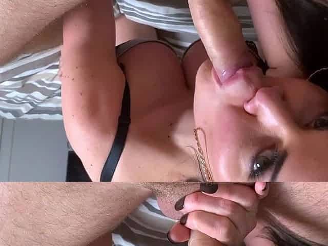 Brunette hookup amateur blowjob and dirtytalk sexdate