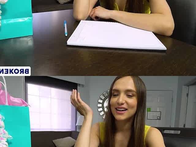 The Hispanic young woman, Izzy Lush, bestows her intimate favors upon her English instructor.