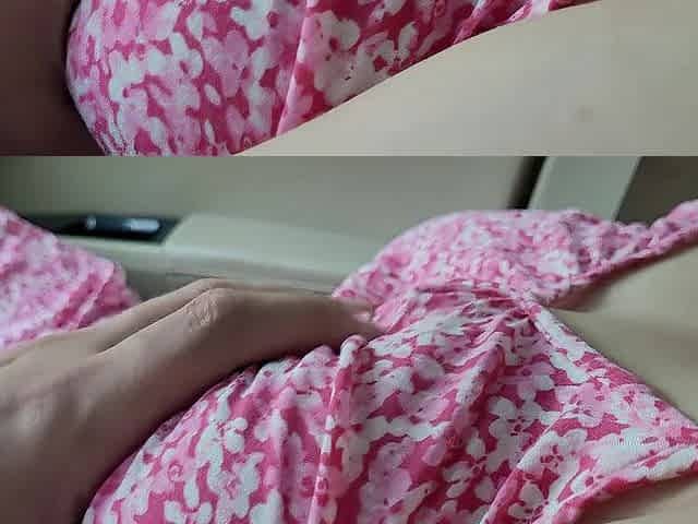 Playing with Large Breasted Stepsister in the Car untill hard Nipps