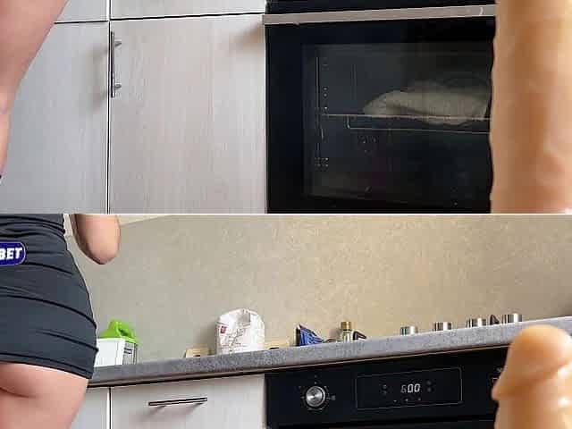 I fondle my holes in the kitchen