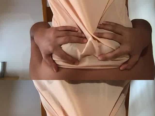 Having a little joy with my breasts during the time that listening music at home
