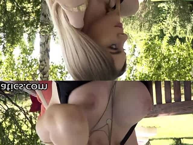 Enjoyable Cutie With Large Bazookas Gets Double-Drilled In The Yard