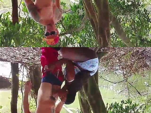 The cutie went for a hike in the afternoon and discovered the stud masturbating, and look what happened (teaser).