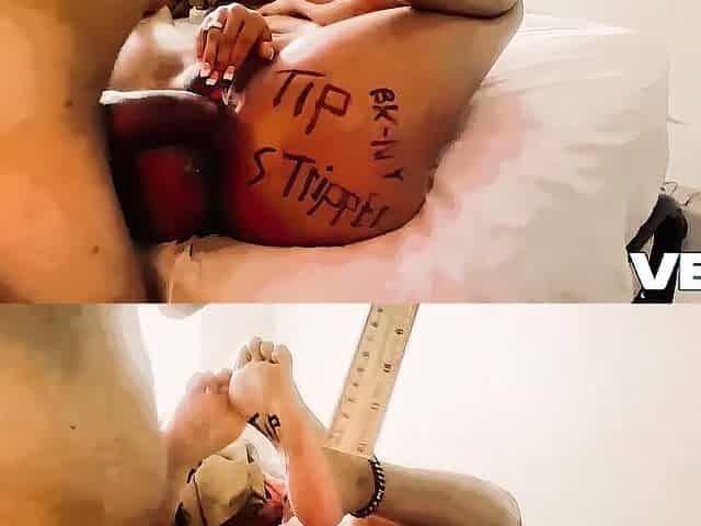 Nyc Tattoo Stripper Black Gold Skin Charming Hawt Midget Sized Taking Large Knob With Measuring Ruler