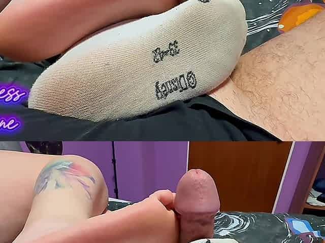 German Housewife Close up Footjob Cumshot Sexy Wrinkled Soles