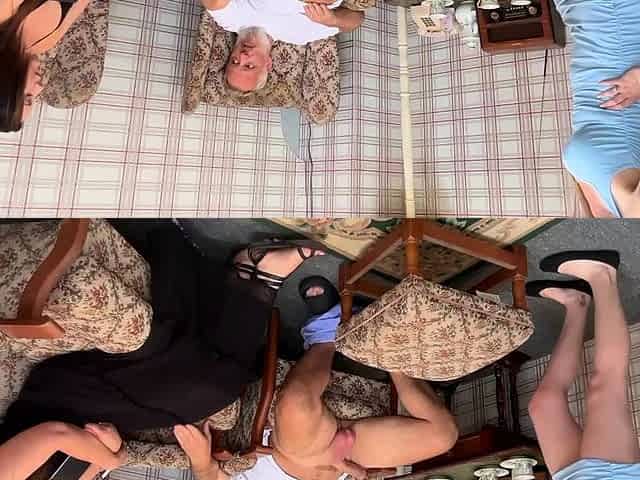 Amateur retired grandpa fucks two baes