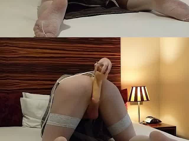 (Raw/Outtake): Sissy Hotel Maid Screws Toys and Gapes Gap
