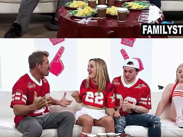 Parents and stepsiblings foursome for a touchdown