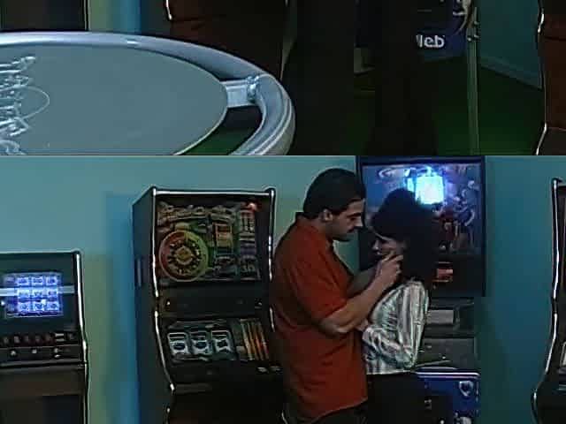1st That guy Slams Her on the Pinball Machine Then This guy Screws Her in the Booty on the Daybed