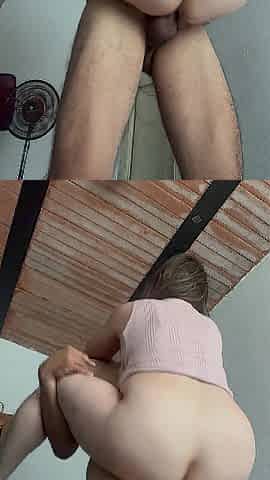 le doy por el culo y la cargo para que le entre todo grita sexo anal duro