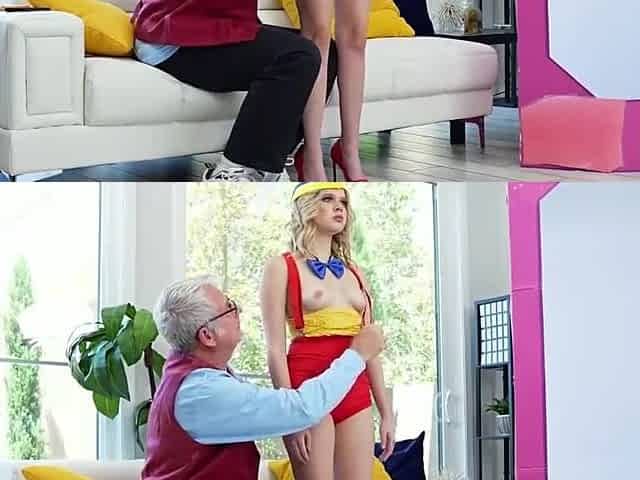 Old man buys himself a teen fembot and gets to fuck her pussy