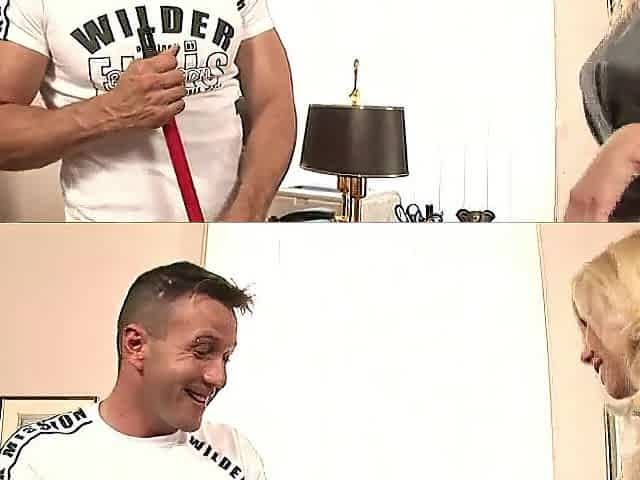 business woman anal screwed by cleaning stud