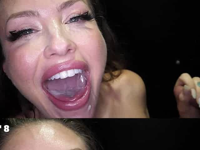 Mandy Waters and Lizzie Love sharing cum in mouth - spunk swap