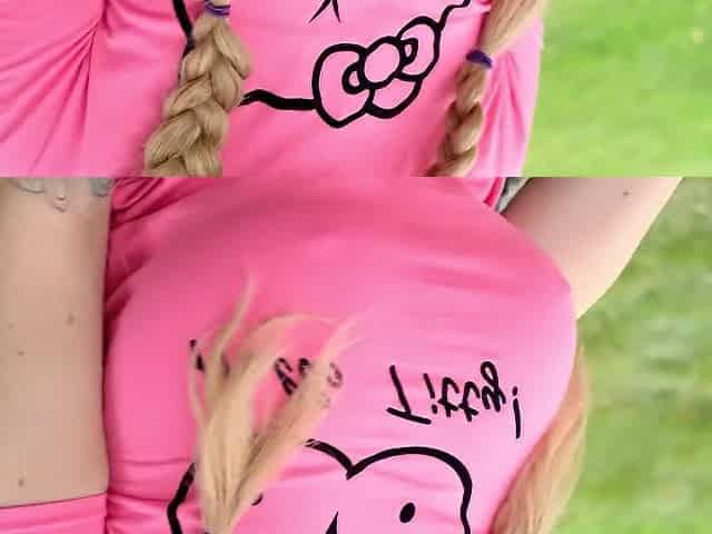Giant tits of Luna Amor & LiLy Madison's large melons in the outdoors