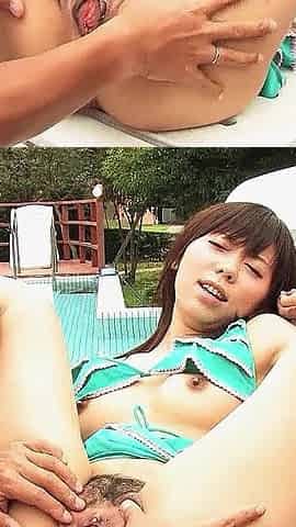 Japan Skinny Teen Aozora Fucked Outdoor by the Pool