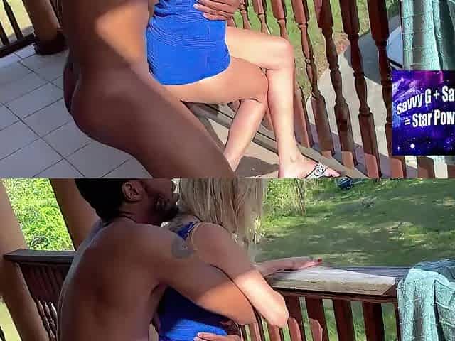 Balcony Banger: Savvy and Bella's Back-to-Back Sexual Romp